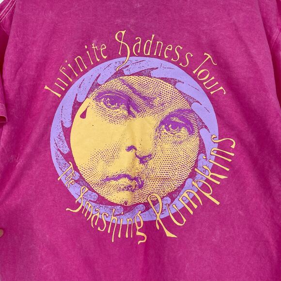 Officially Licensed Smashing Pumpkins Infinite Sadness Tour Tee Pink Acid Wash L - Picture 3 of 7